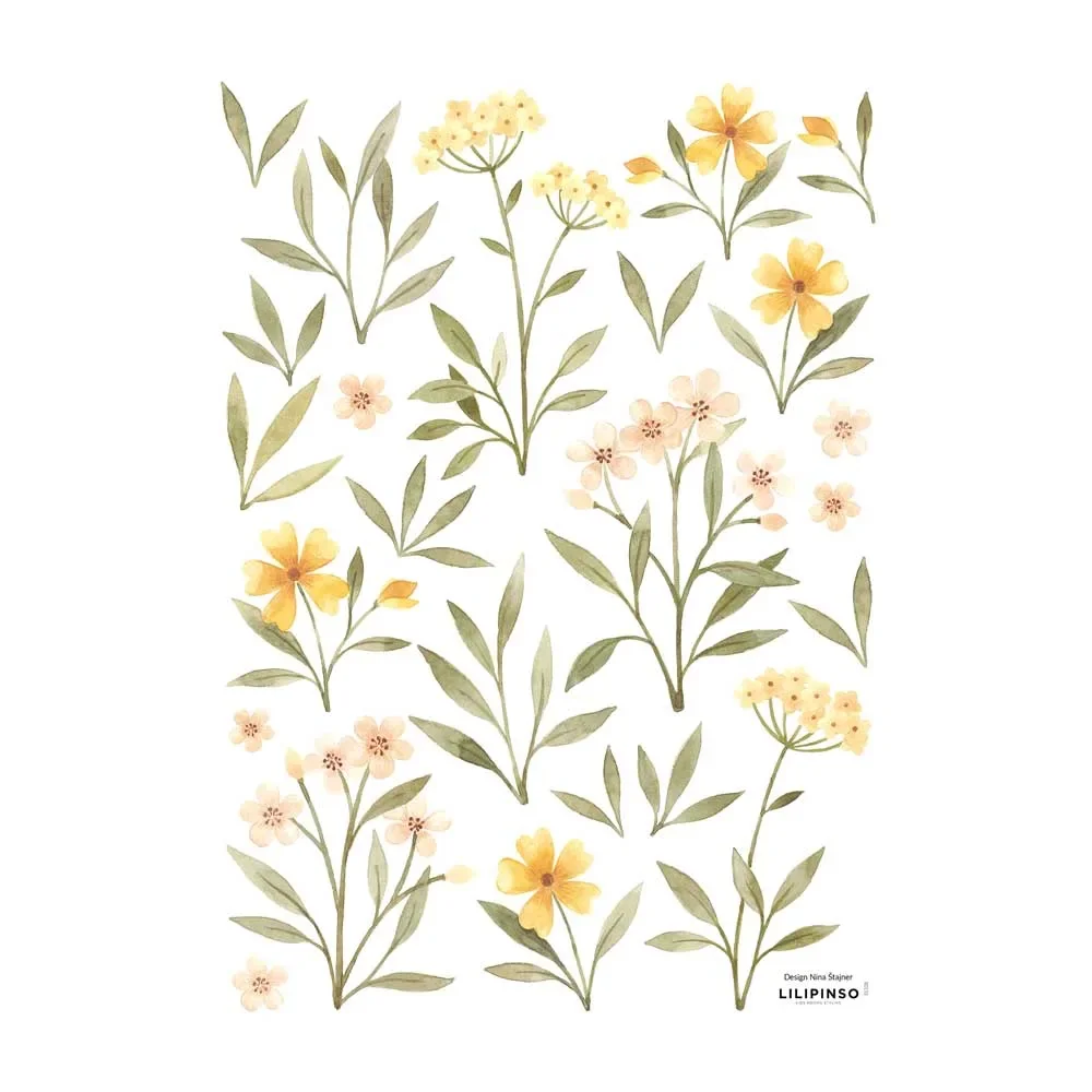 "Lilipinso Wandsticker A3 Blüten und Blätter grün rosa gelb image"