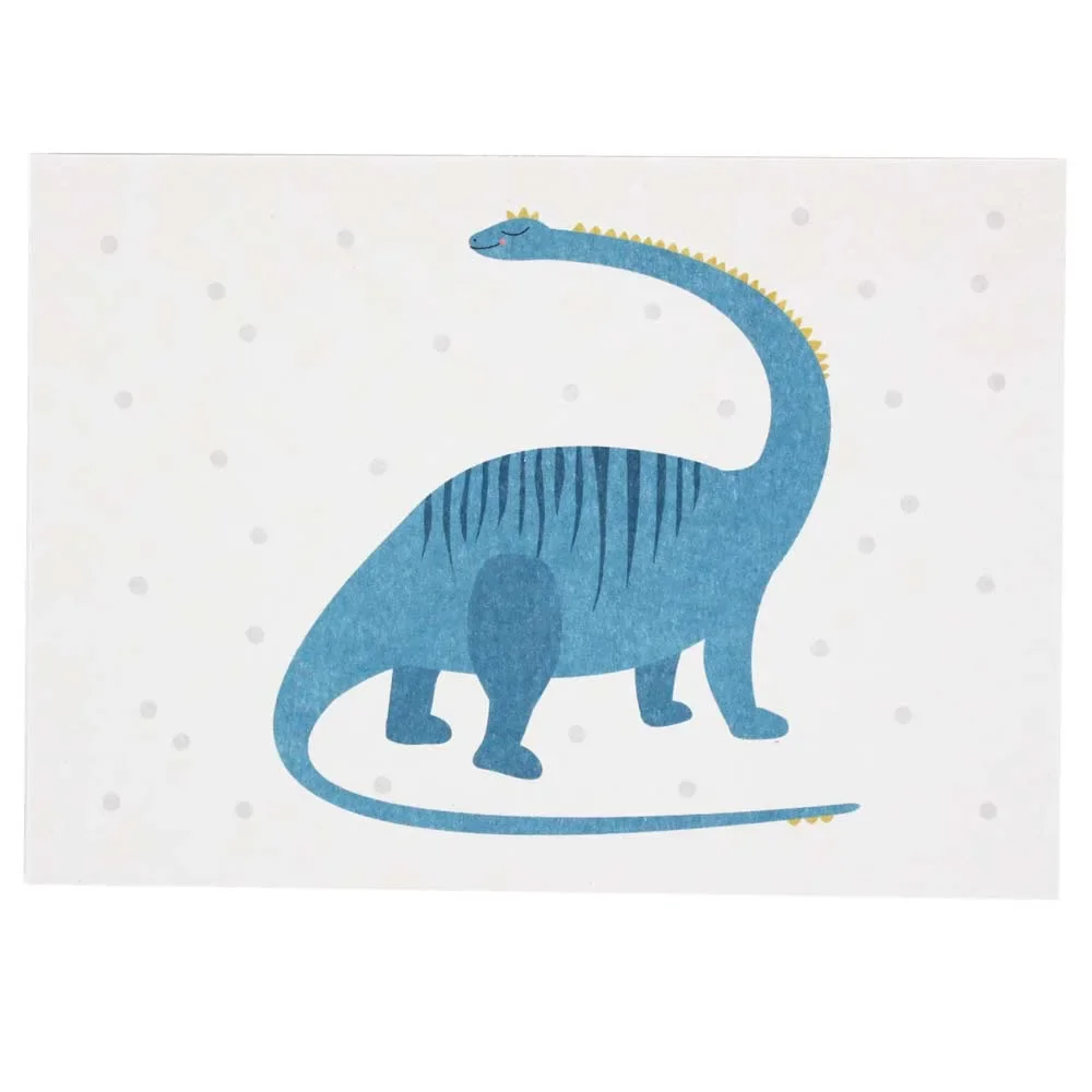 Postkarte Dino blau