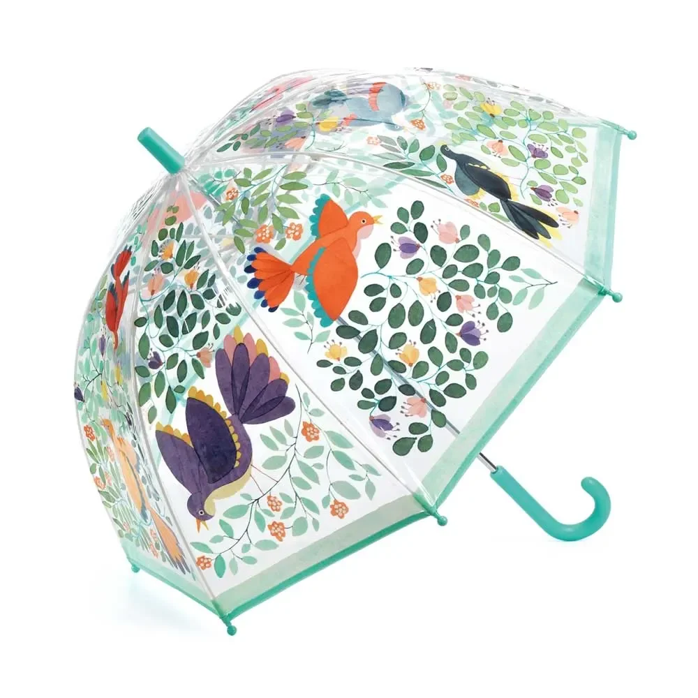 Djeco Kinder Regenschirm Vögel und Blätter