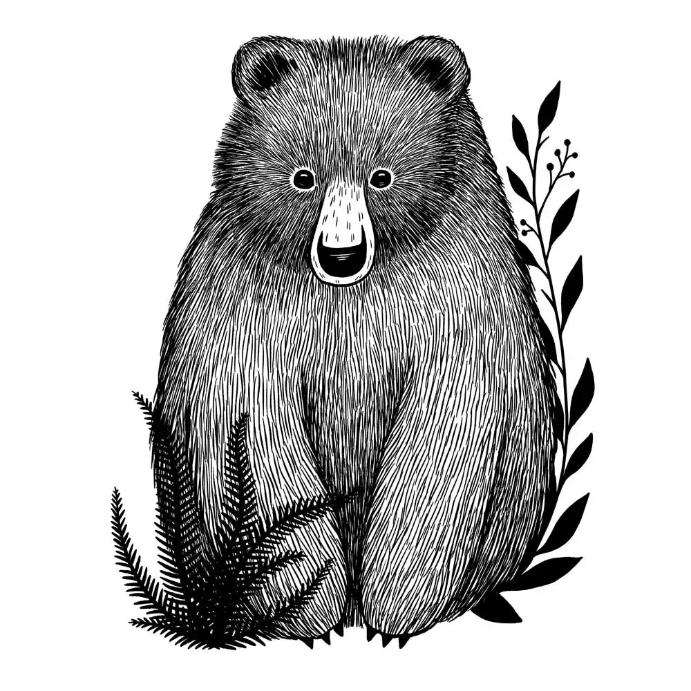 "Lilipinso Wandsticker Kleiner Bär schwarz weiss image"