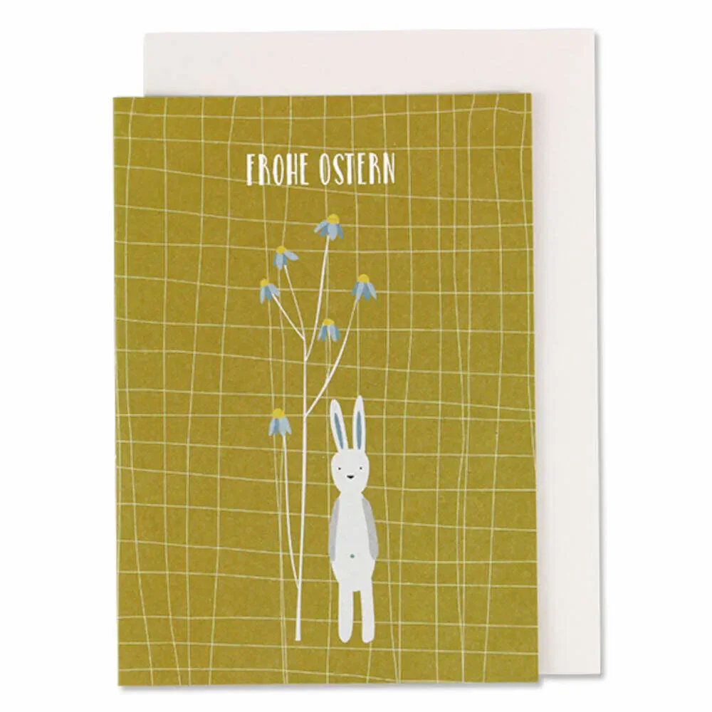 Ava & Yves Klappkarte Hase "Frohe Ostern" senf