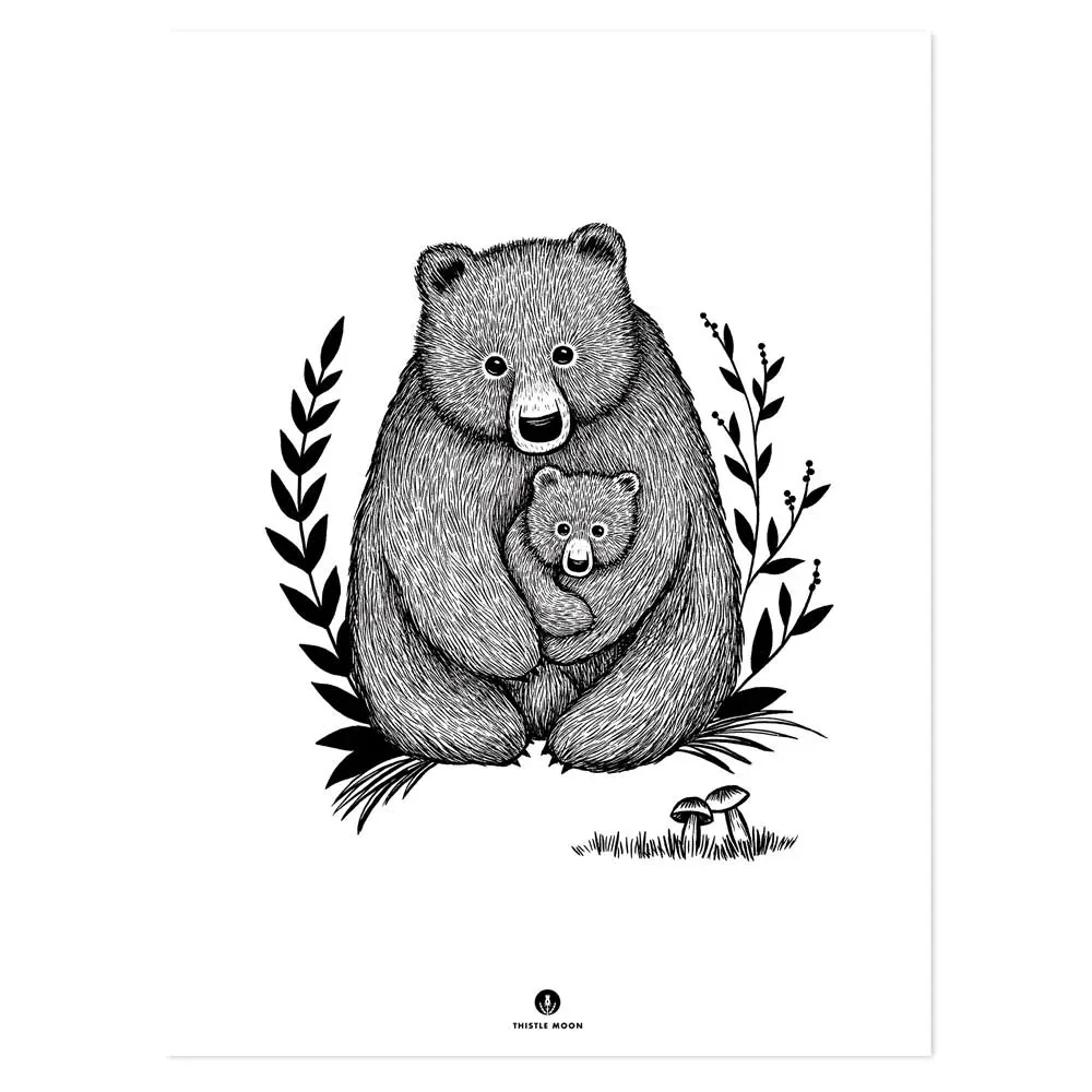"Lilipinso Poster Bärenliebe schwarz weiss image"