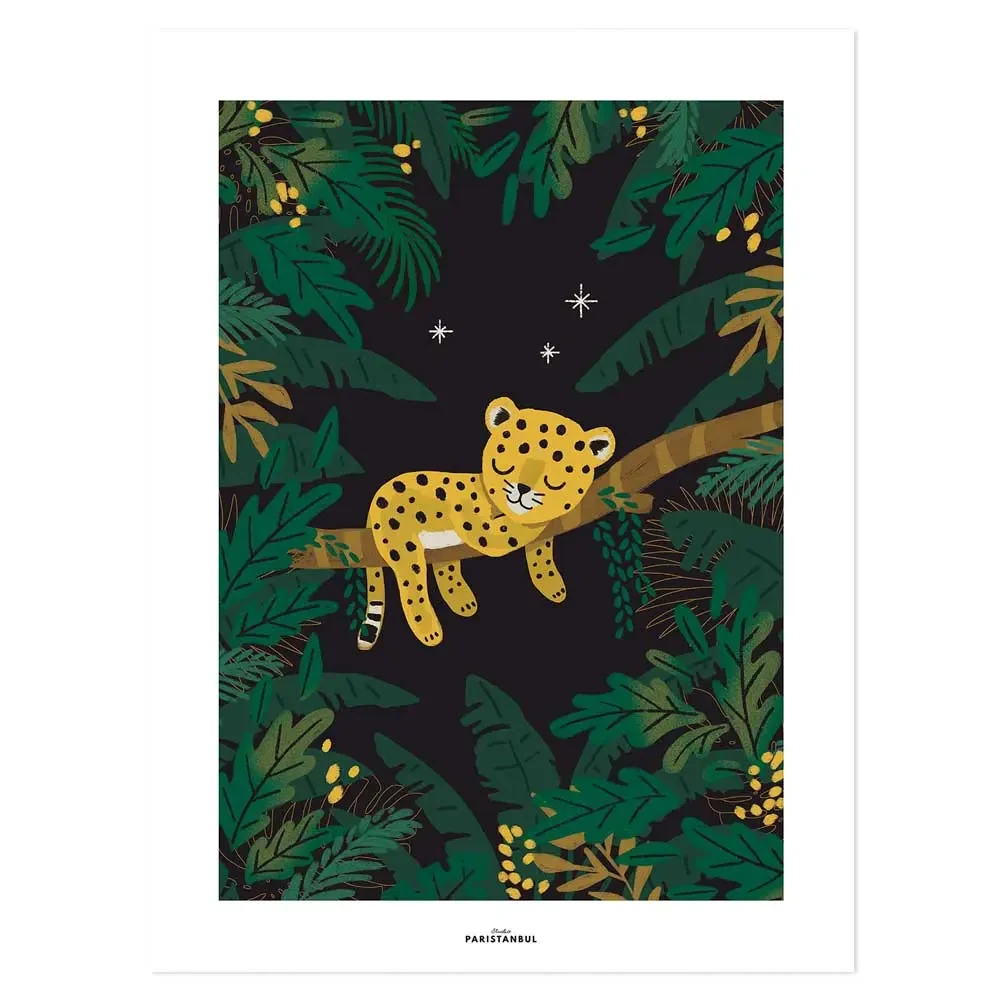 "Lilipinso Poster Müder Gepard auf Ast dunkel image"