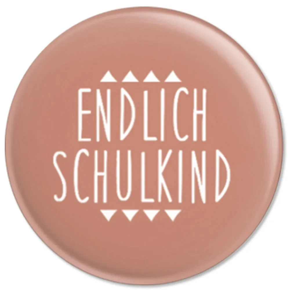"Ava & Yves Kinder Button / Anstecker endlich Schulkind rosa image"