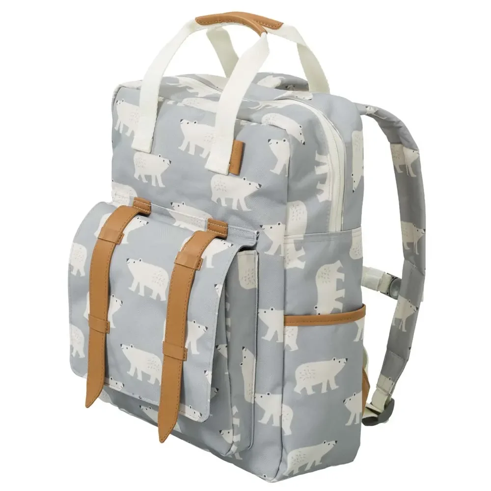 "Fresk Kinderrucksack groß Eisbär blau grau image"