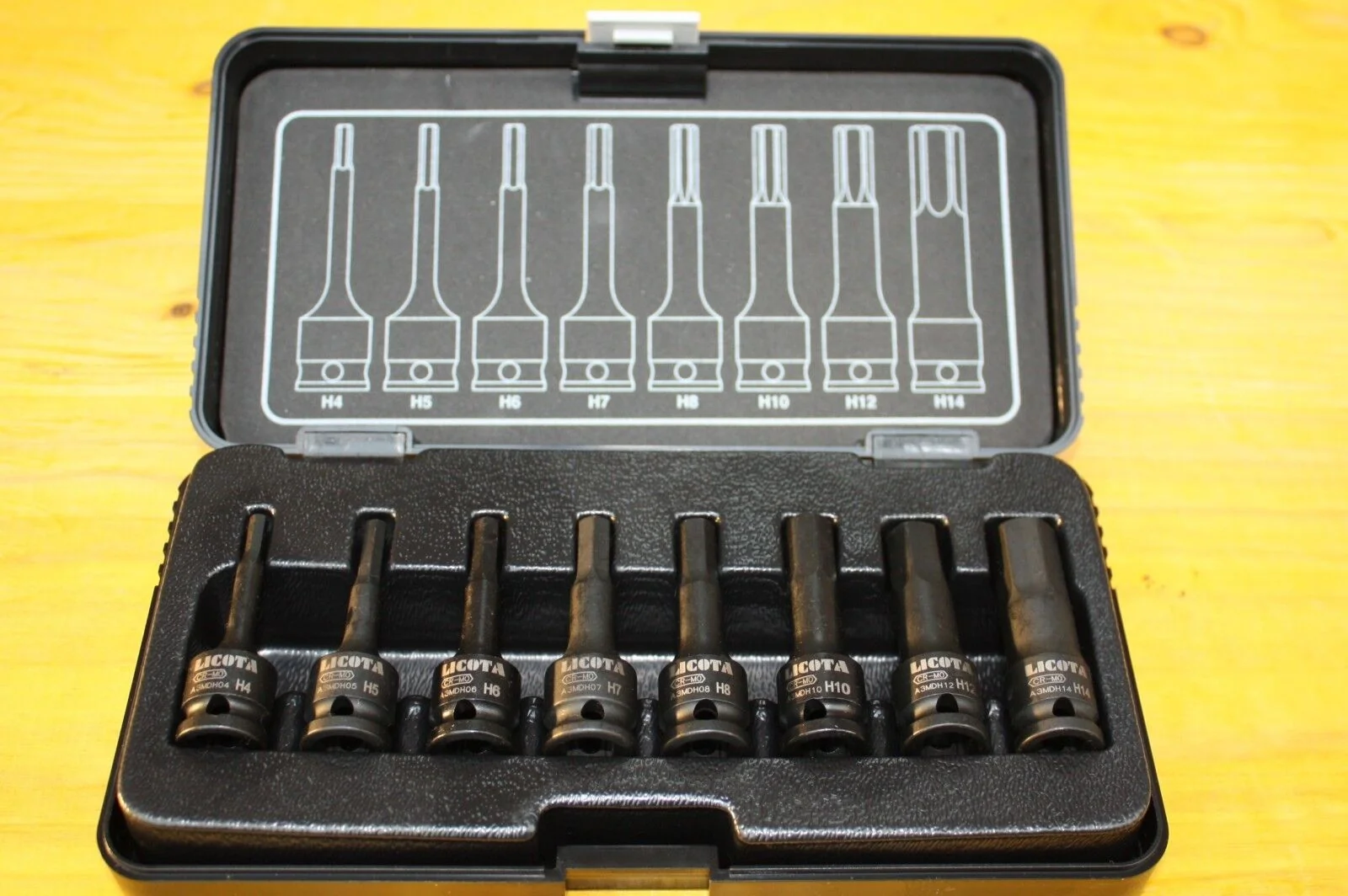 Inbus Nuss Set, Schlagschrauber Nüsse, 3/8 Zoll, H4-H14, 8-teilig, Cr-Mo