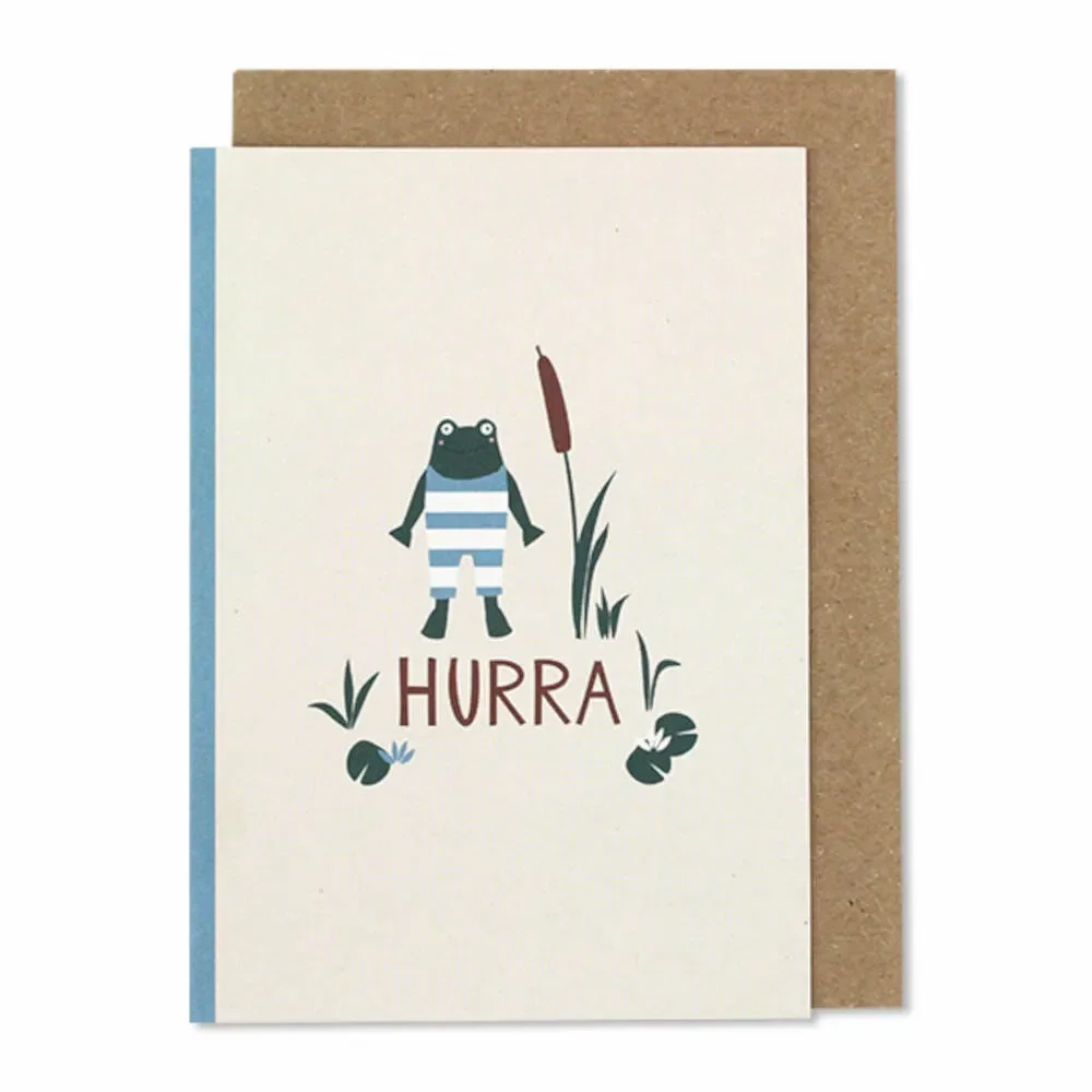 "Ava & Yves Klappkarte Geburt Frosch "Hurra Junge" image"