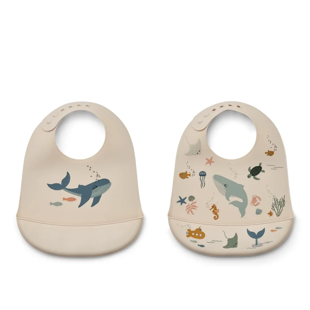 "Liewood Silikon Lätzchen 2er pack - Tilda, Farbe: Sea creature/sandy mix image"