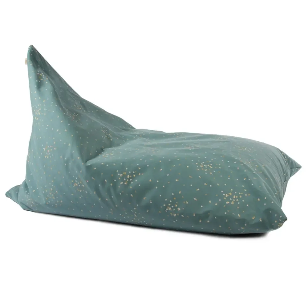 Nobodinoz Sitzsack Essaouira goldenes Konfetti grün
