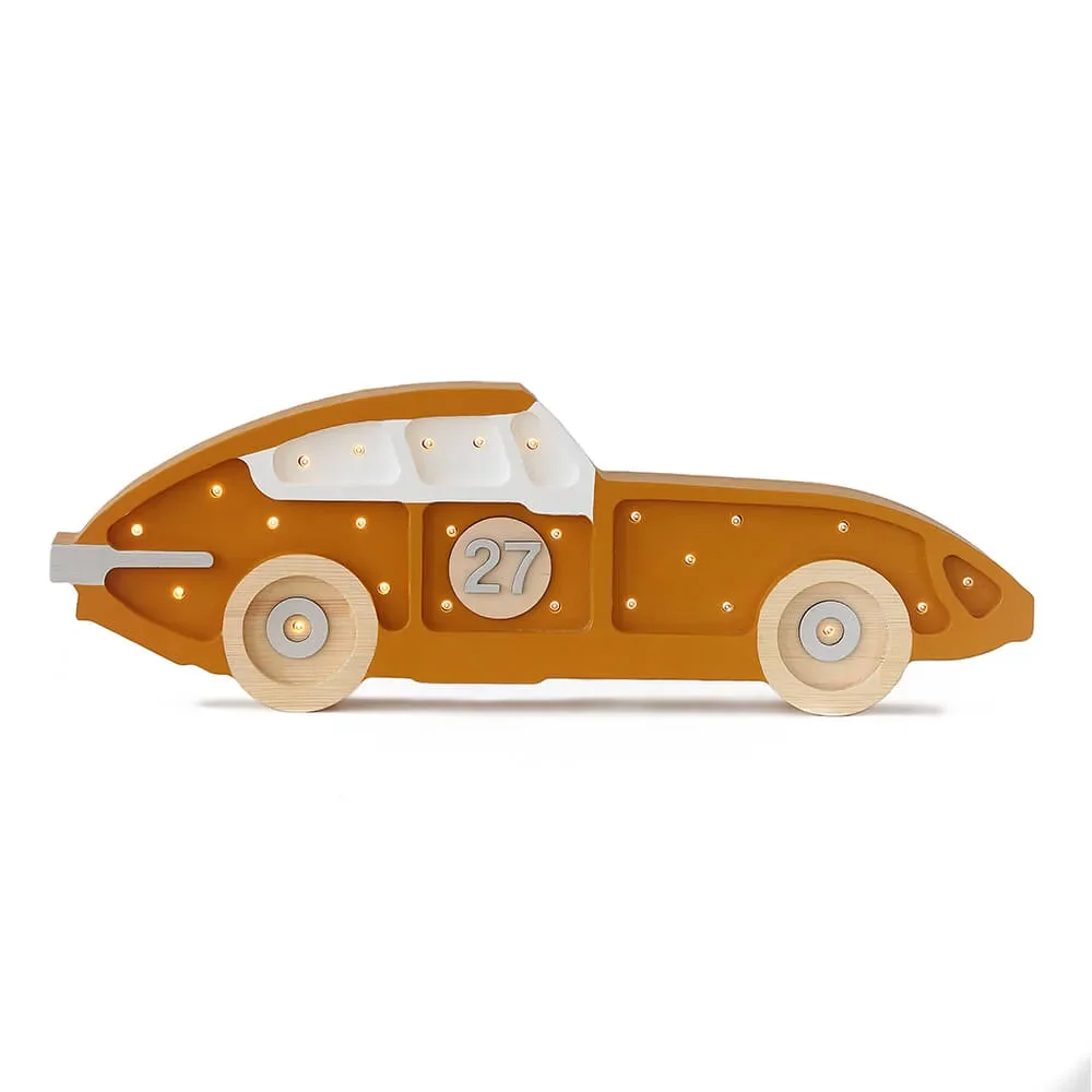"little lights Led Deko Kinderlampe Rennwagen senfgelb image"