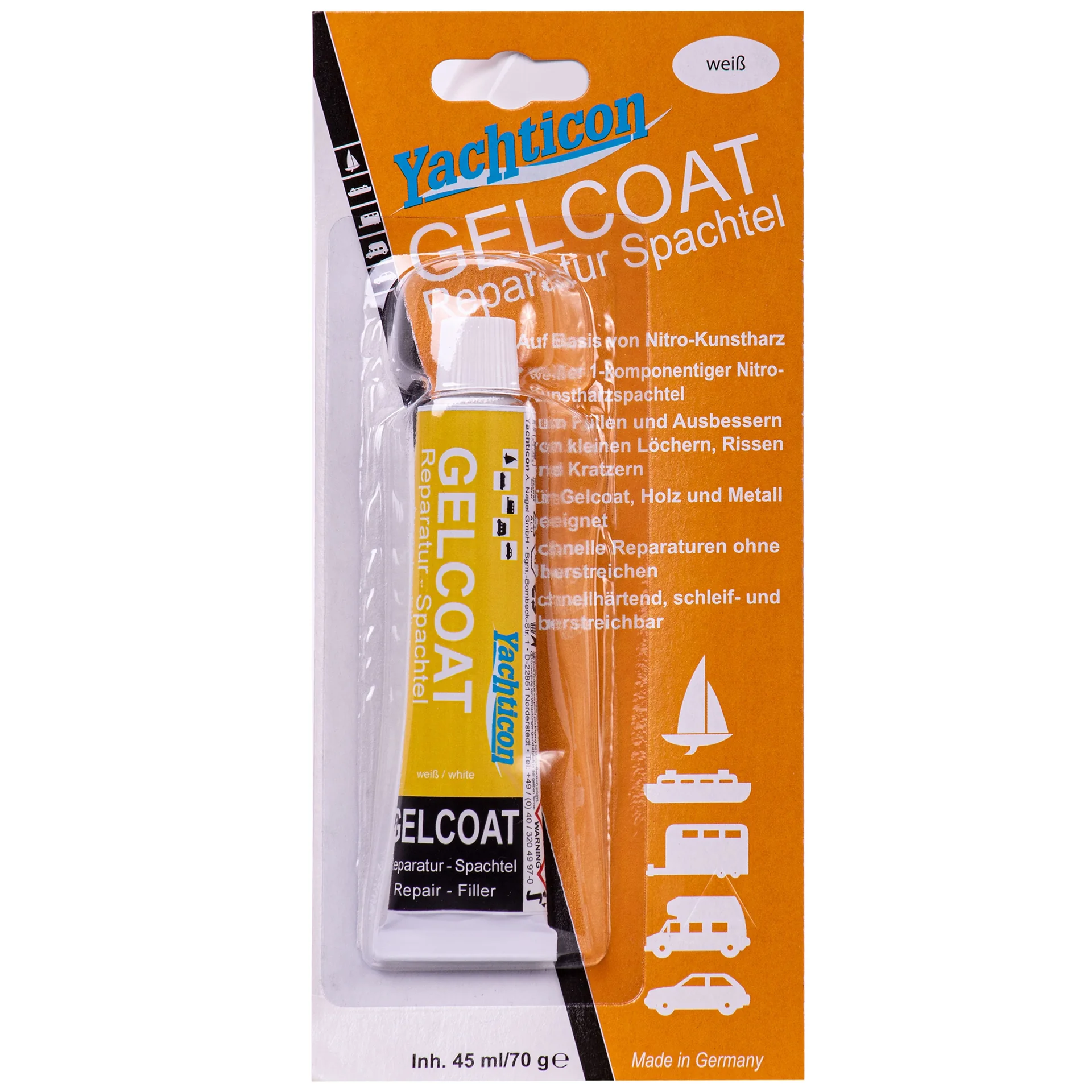 "YACHTICON Gelcoat Reparatur Spachtel weiß 70 g in der Tube image"