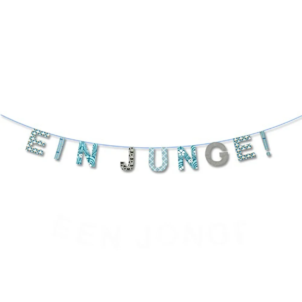"Taftan Wimpelgirlande Junge blau image"