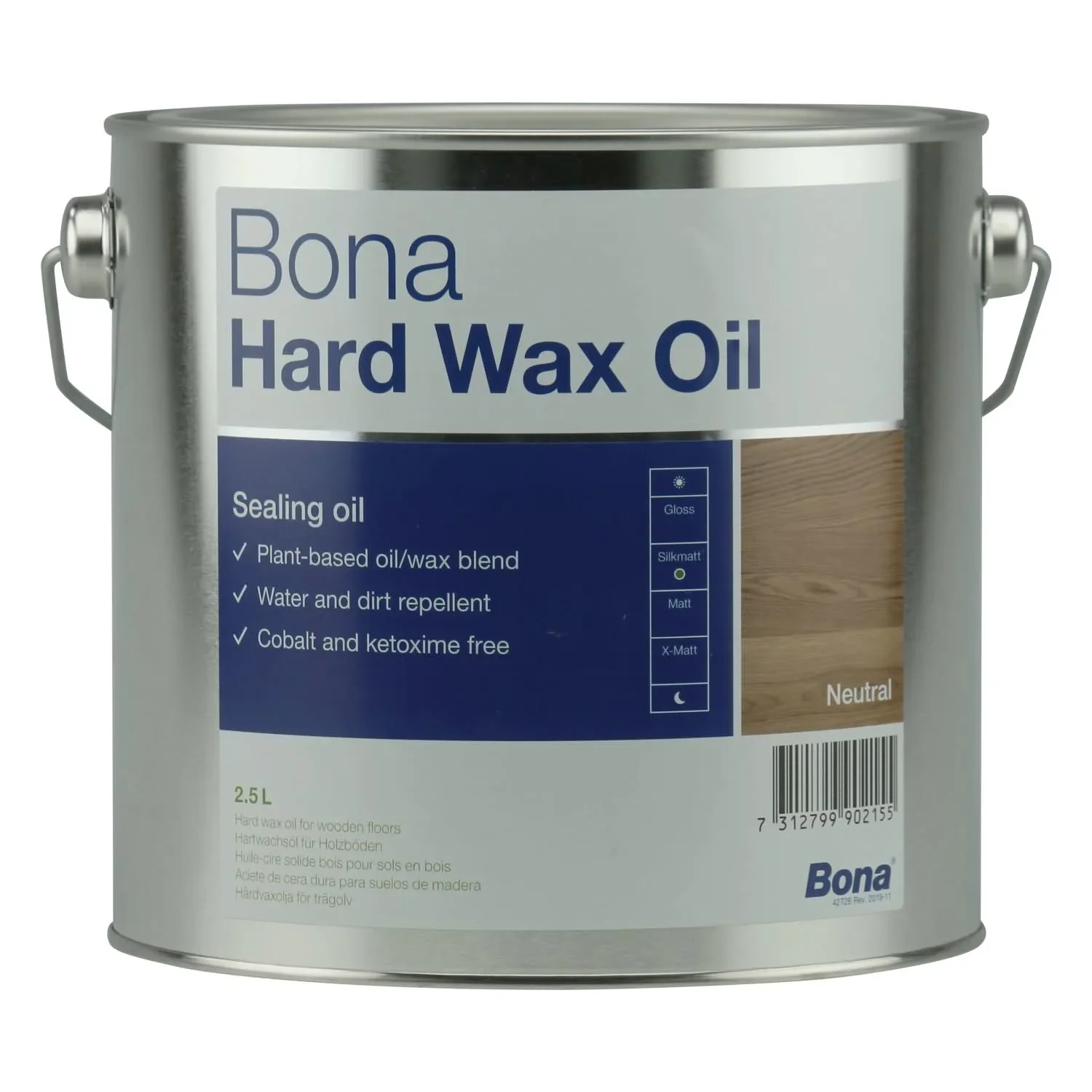 "BONA Hardwax Oil halbmatt 2,5 Liter silkmatt für Holzböden im Innenbereich image"