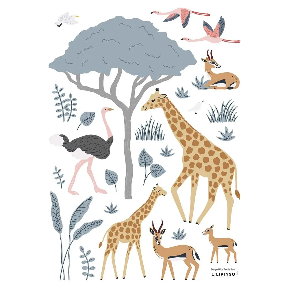 "Lilipinso Wandsticker A3 Savannentiere mit Baum image"