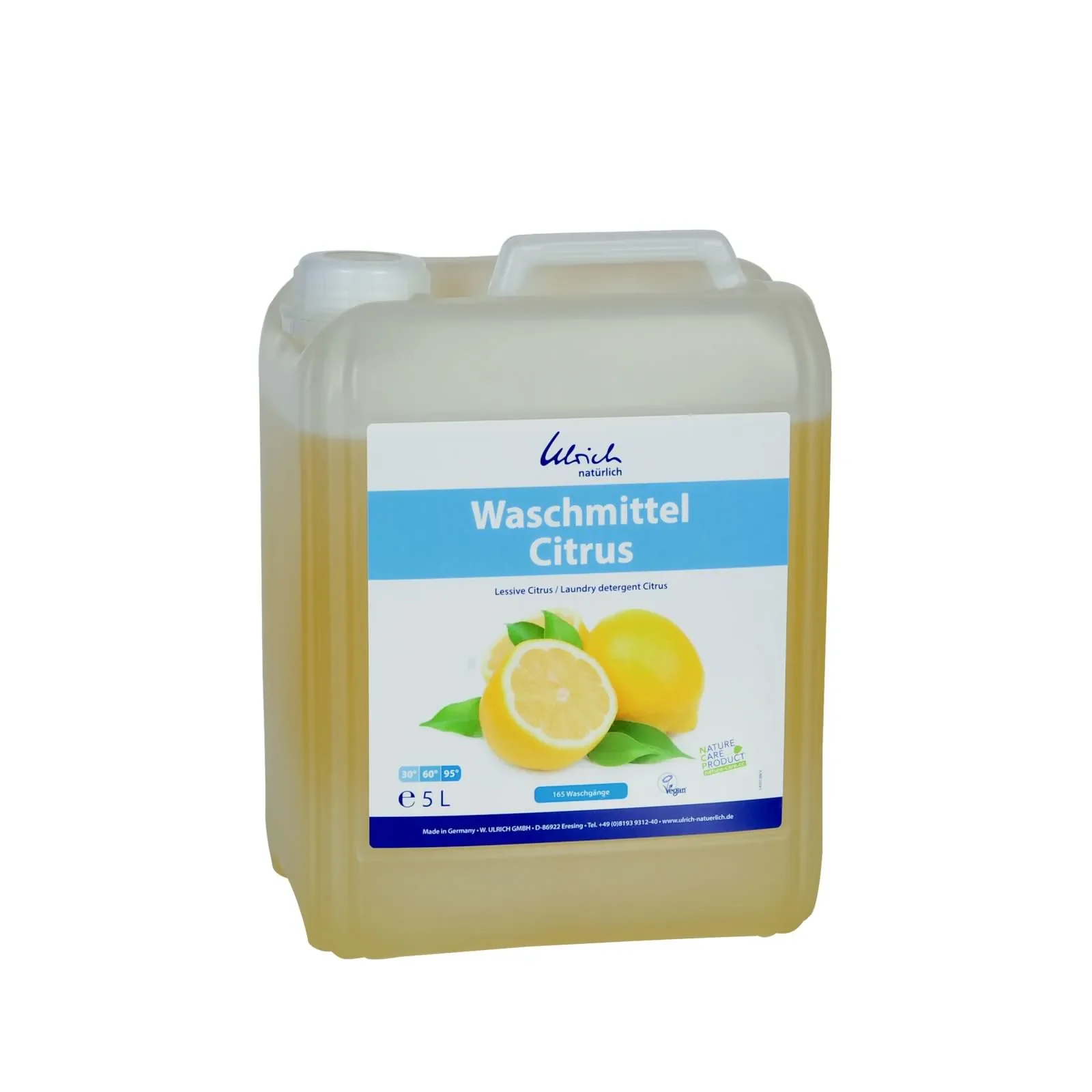 "ULRICH natürlich Waschmittel Citrus 5 Liter flüssig NCP-vegan zertifiziert image"