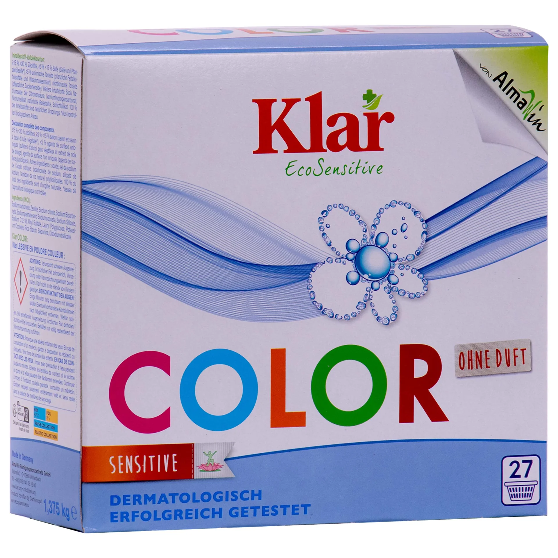 "KLAR Color Waschmittelpulver ohne Duft 1,375 kg image"