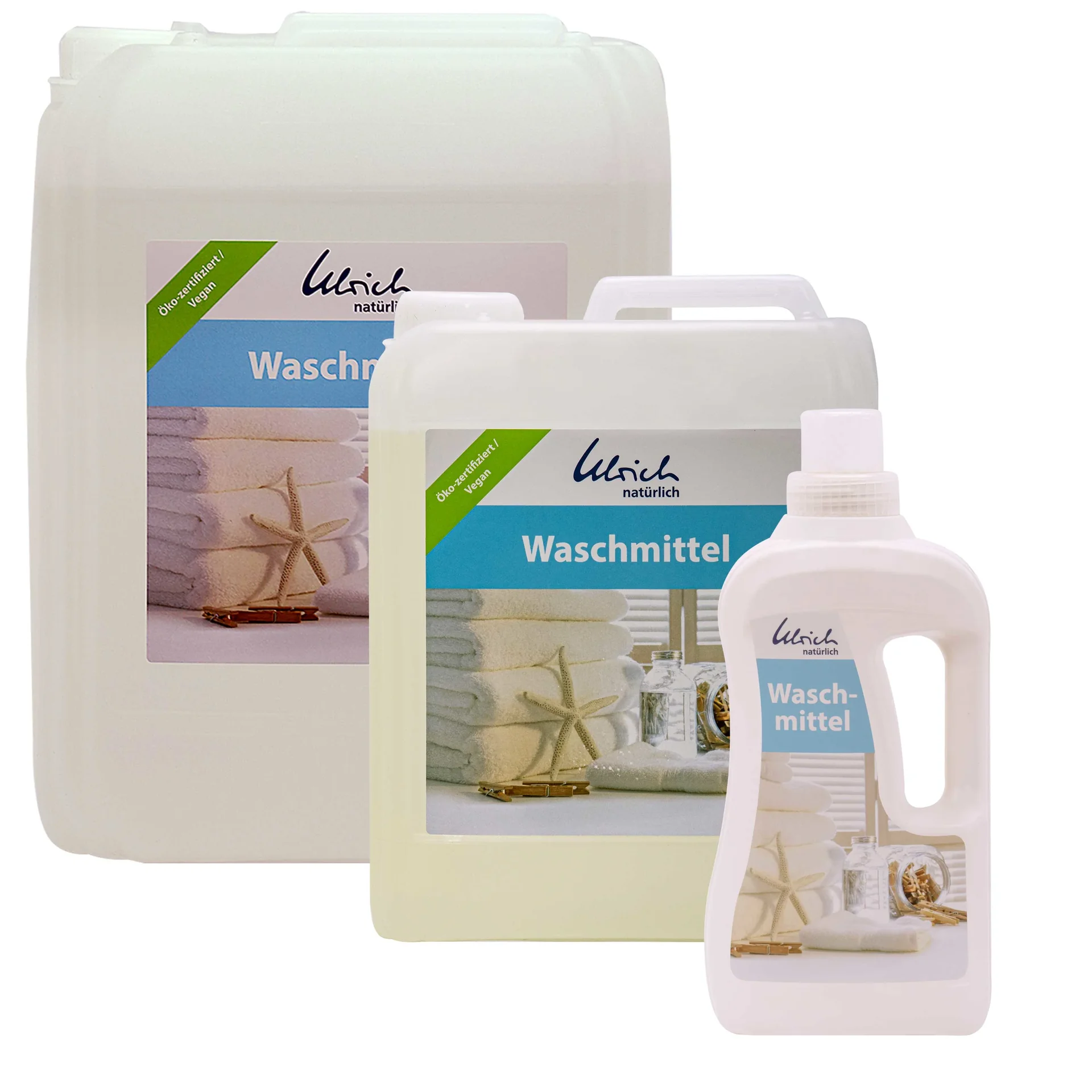 "ULRICH natürlich Waschmittel flüssig NCP-vegan zertifiziert in verschiedenen Größengebinden image"
