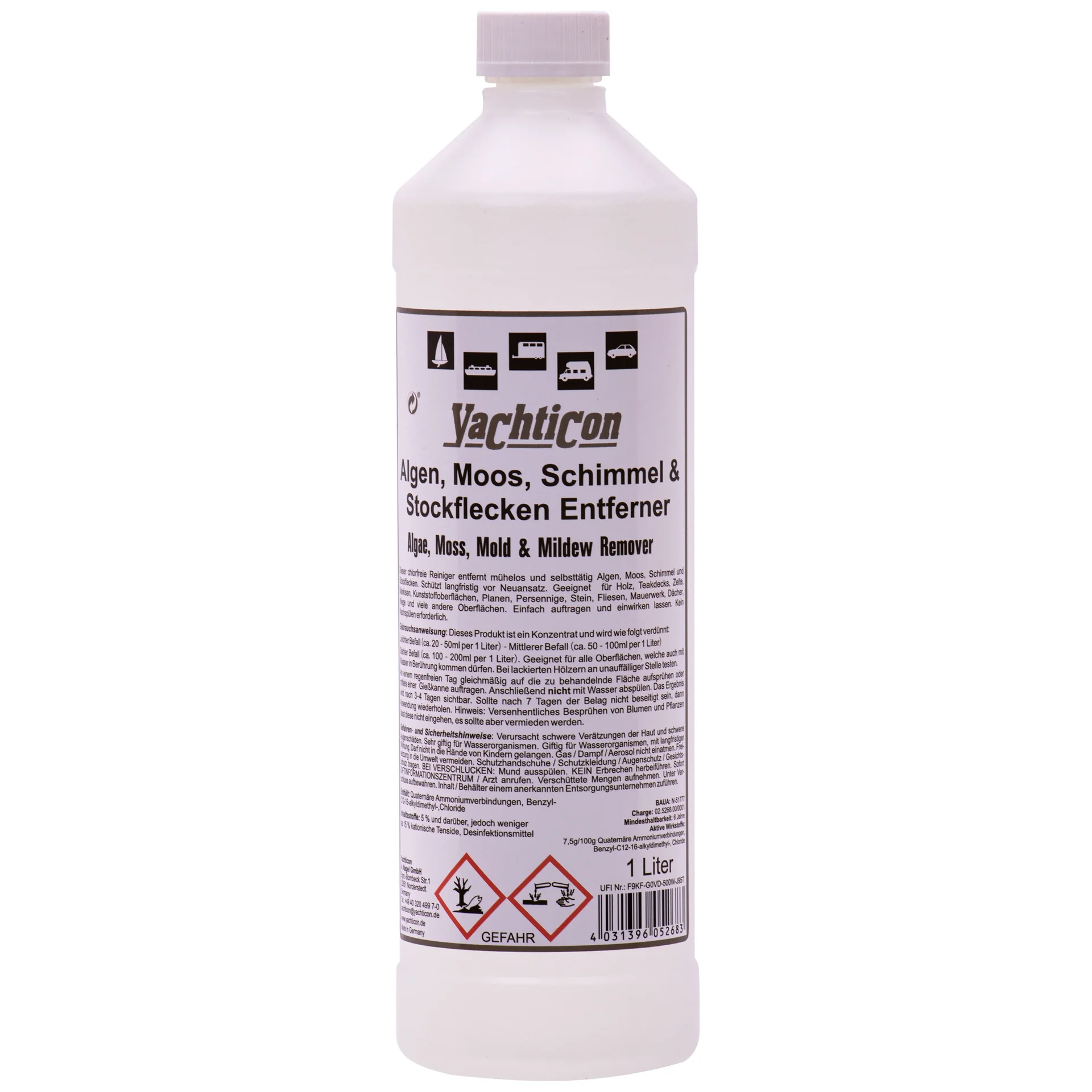 "YACHTICON Algen, Moos, Schimmel & Stockflecken Entferner 1 Liter image"