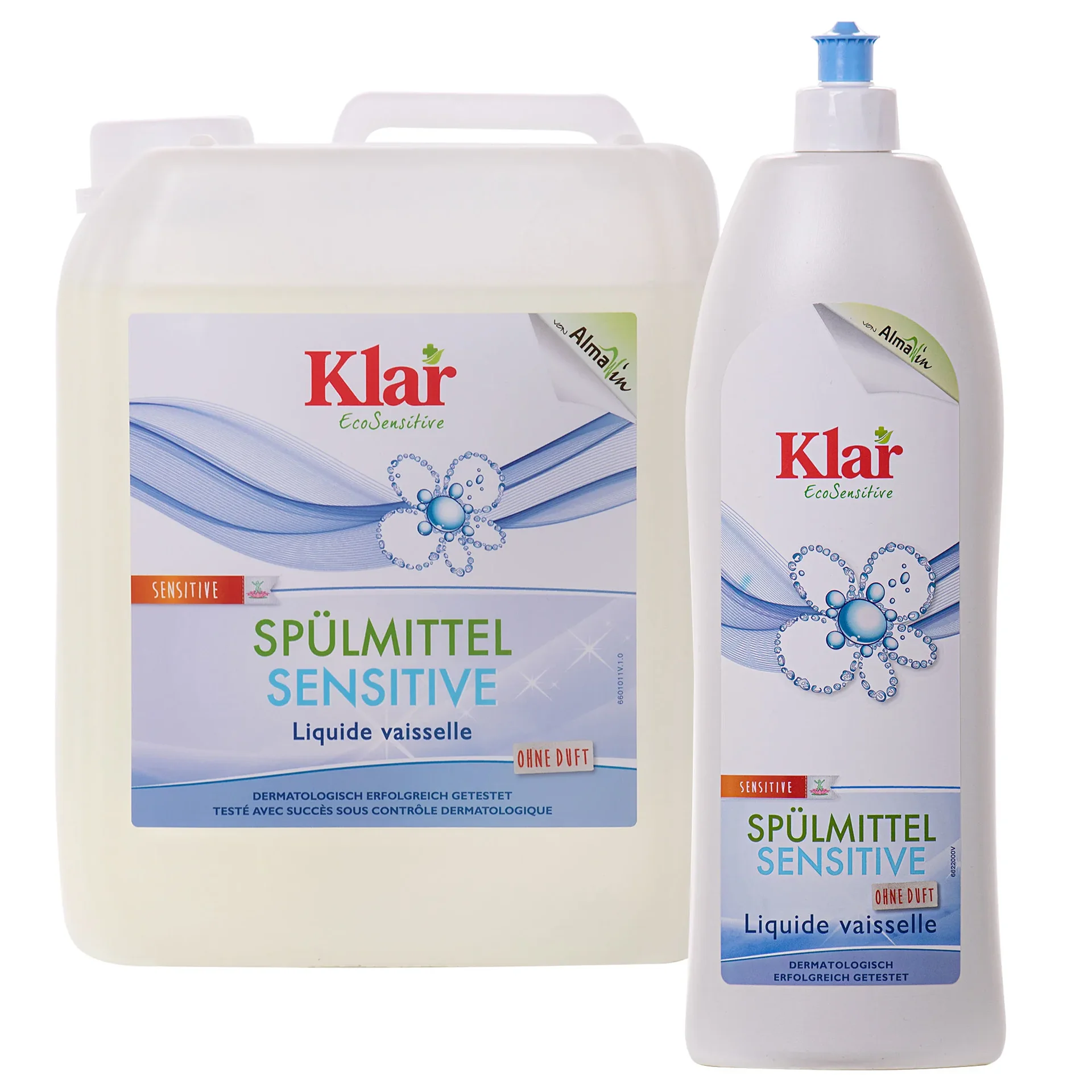 KLAR Spülmittel sensitive ohne Duft in verschiedenen Größengebinden