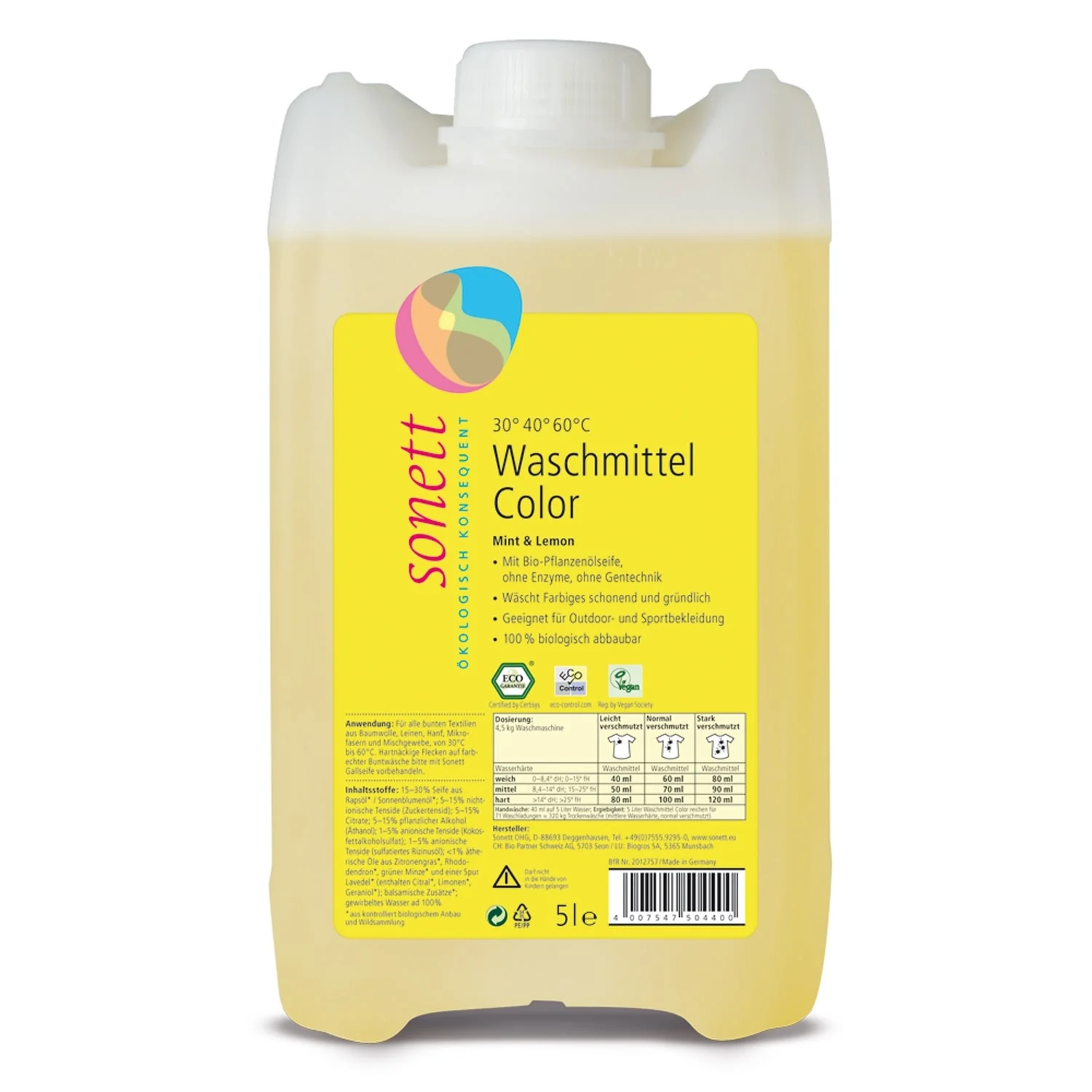 SONETT Waschmittel color Mint & Lemon flüssig 5 Liter