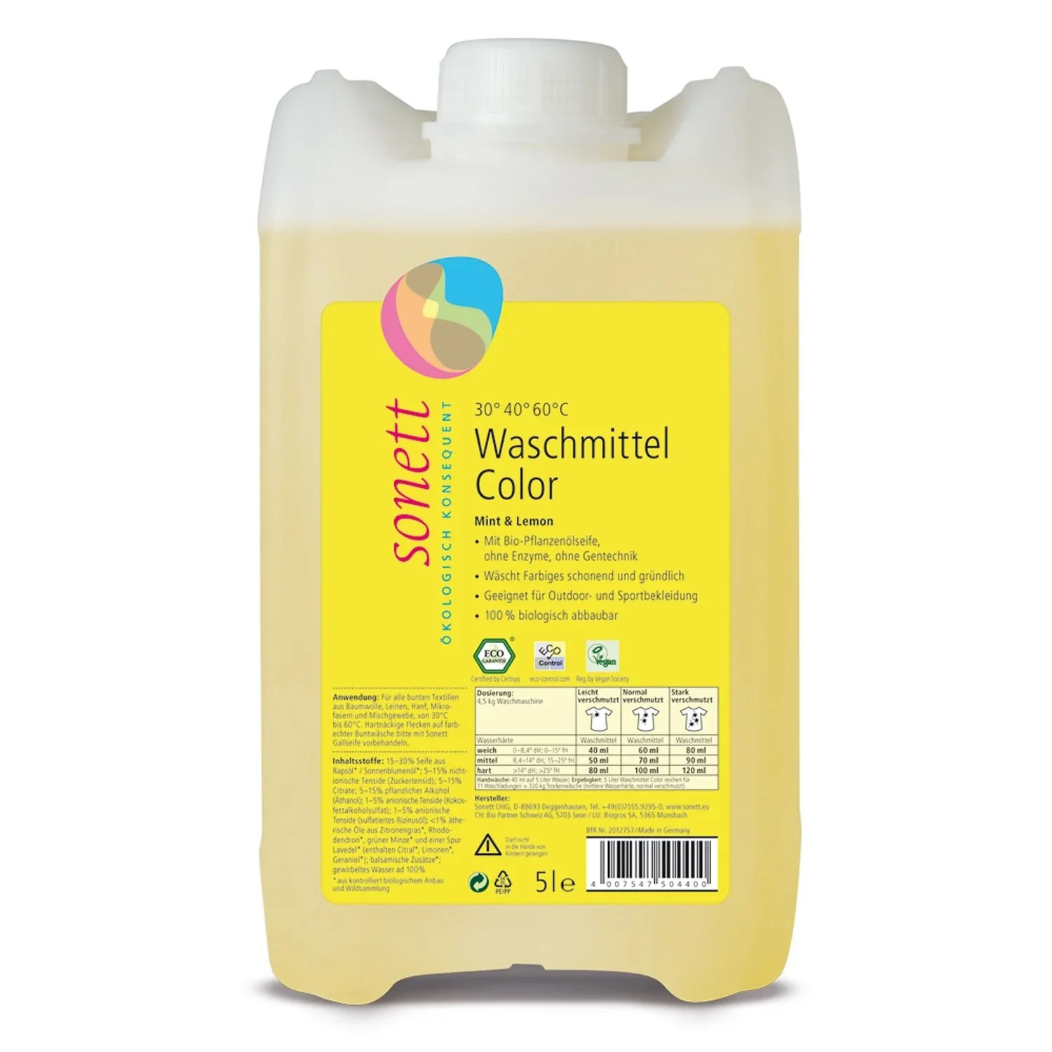 "SONETT Waschmittel color Mint & Lemon flüssig 5 Liter image"