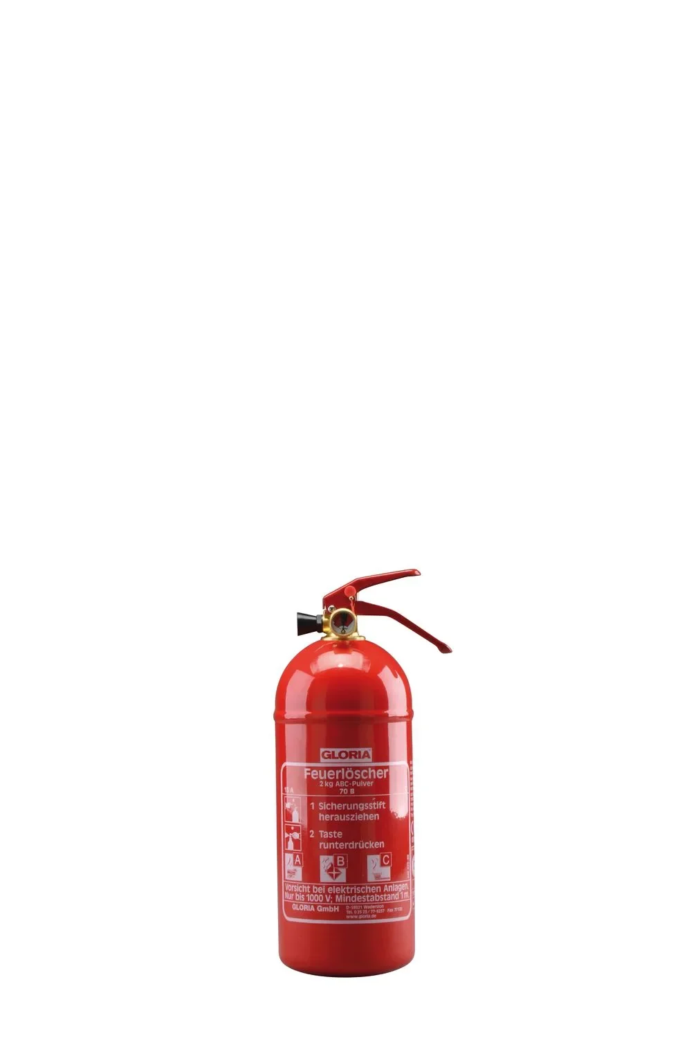 "Feuerlöscher, Pulverlöscher - PD2GAM, 2 Liter mit Manometer & komfortabler Einhandbedienung image"