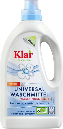 "KLAR Universal Waschmittel Waschnuss flüssig 1,5 Liter für 20°C bis 95°C geeignet image"