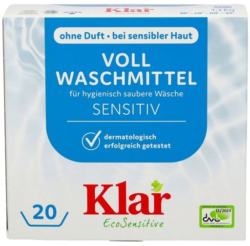 "KLAR Vollwaschmittel Pulver 1,1kg mit natürlichem Waschnuss-Extrakt image"
