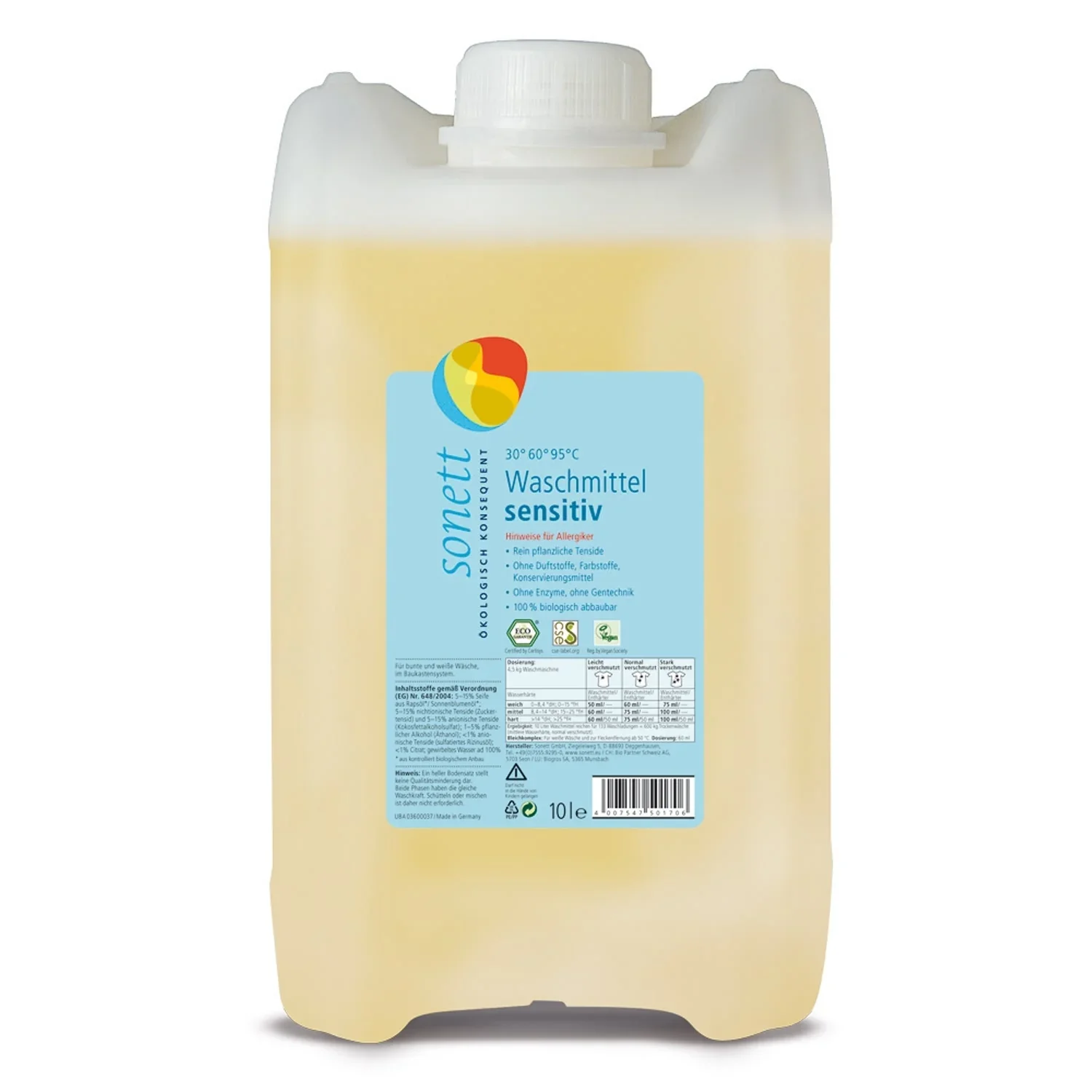"SONETT Waschmittel flüssig sensitiv 5 Liter ohne Duft- und Farbstoffe image"