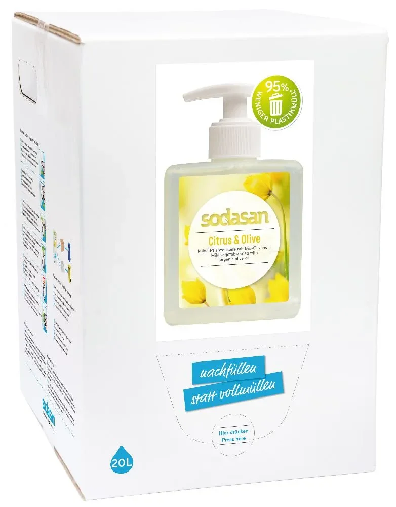 "SODASAN Flüssigseife Liquid Citrus-Olive 20 Liter Bag in Box image"