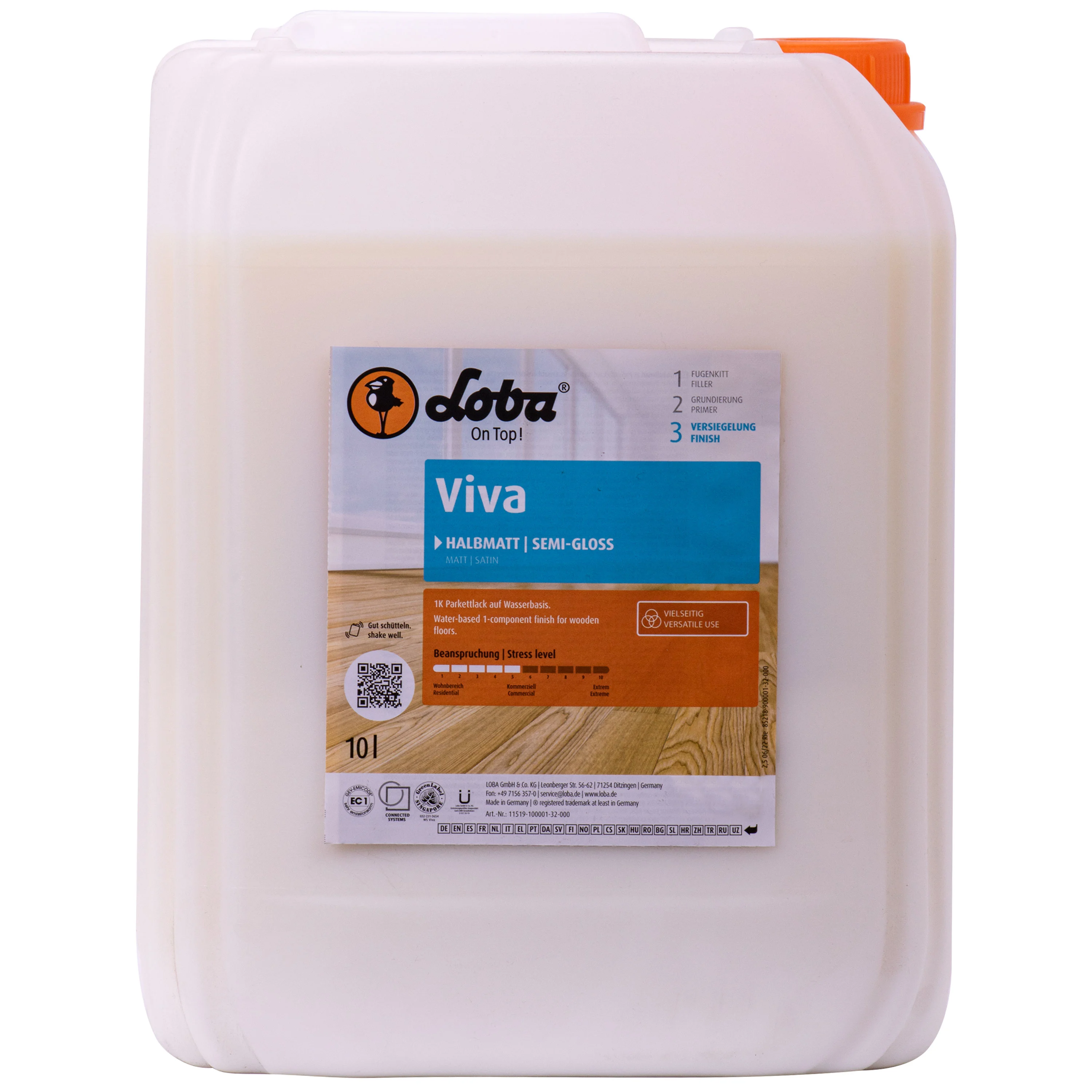 LOBA Viva 10 Liter halbmatt 1K Parkettlack