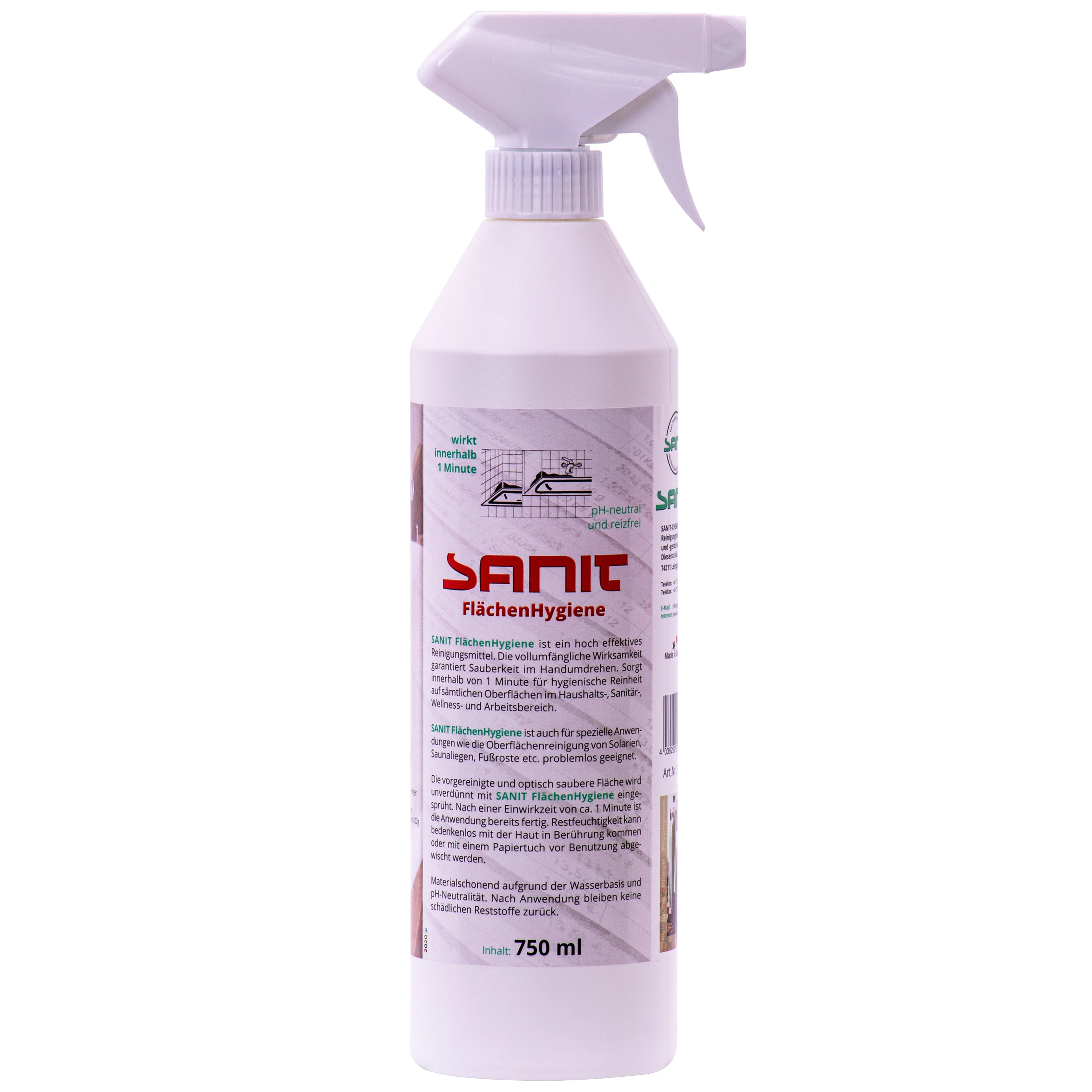 SANIT FlächenHygiene 750 ml Flächendesinfektion mit Sprüher