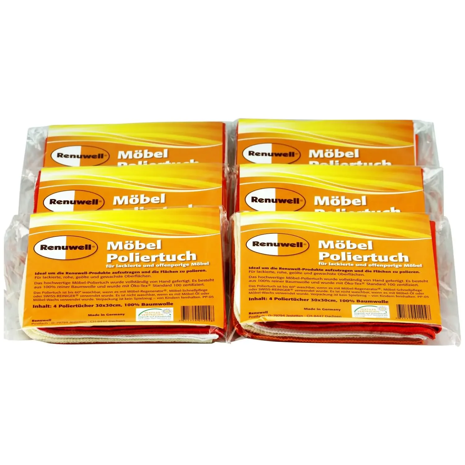 "RENUWELL Möbel Poliertuch 6 Stück 30 x 30 cm 4er Set farblich sortiert image"