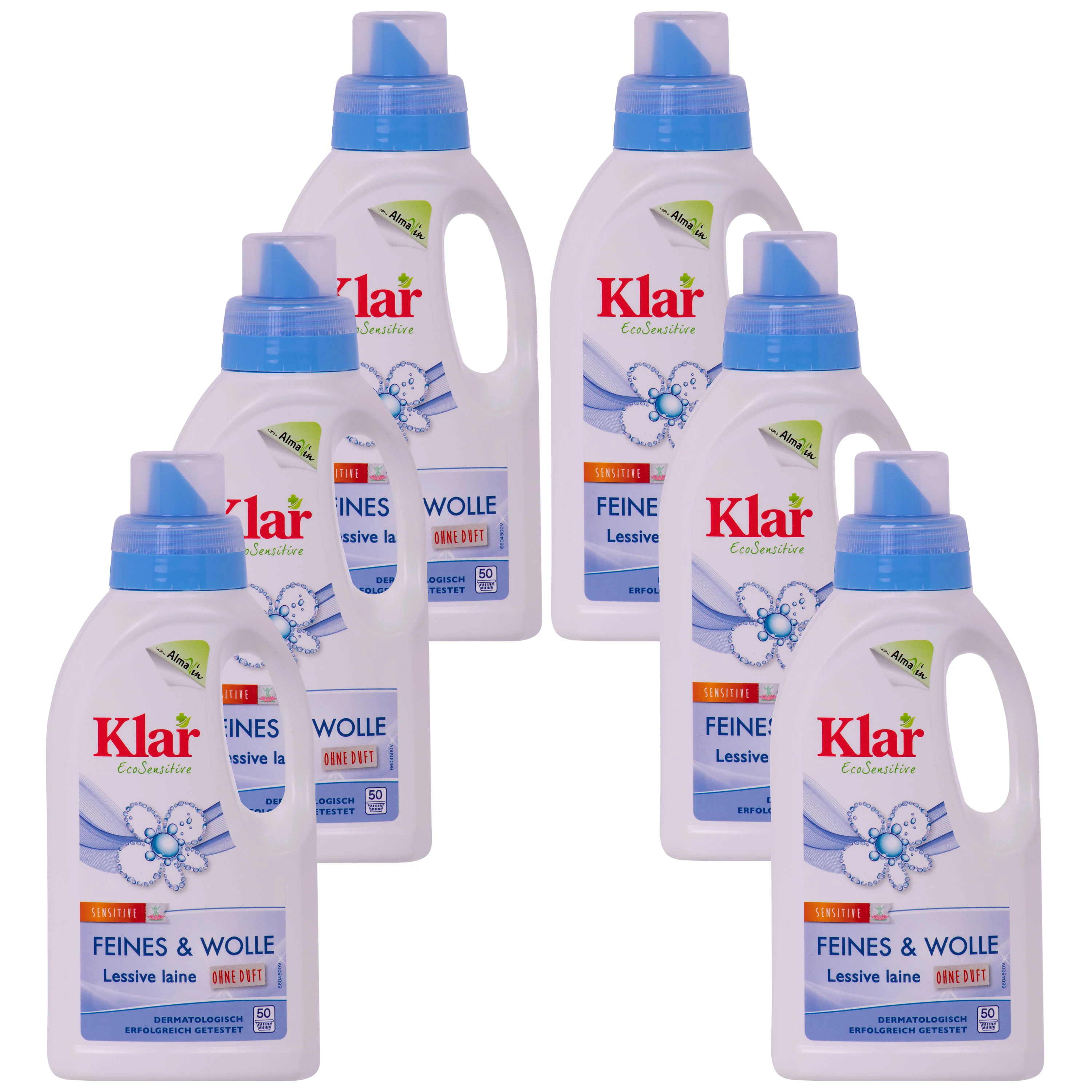 KLAR Feines & Wolle 6 x 500 ml Waschmittel ohne Duft