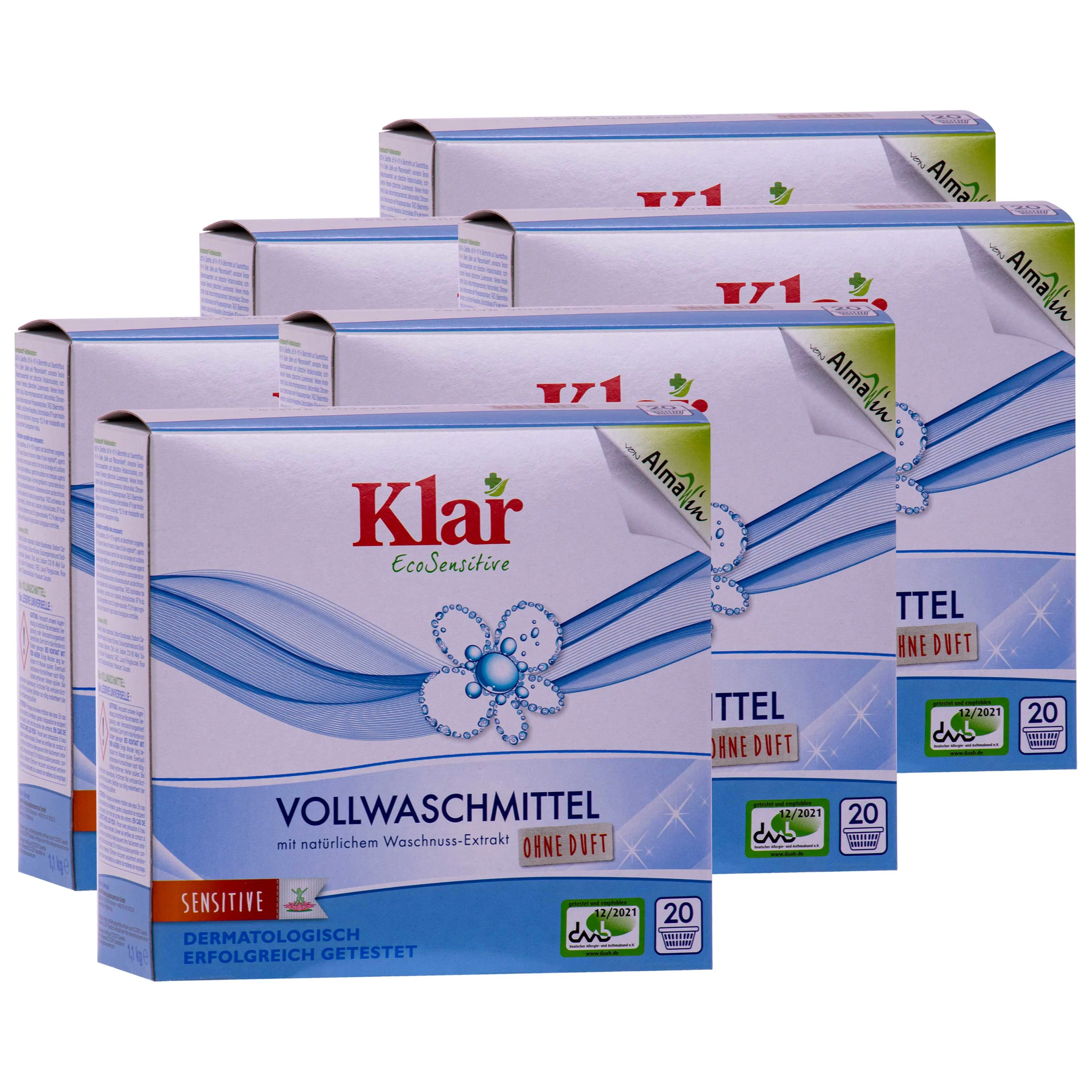 KLAR Vollwaschmittel Pulver 6 x 1,1 kg