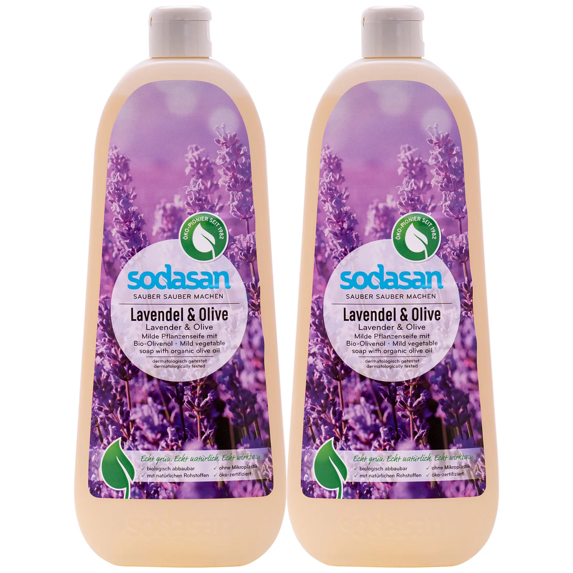 "SODASAN Flüssigseife Liquid Lavendel-Olive 2 x 1 Liter image"