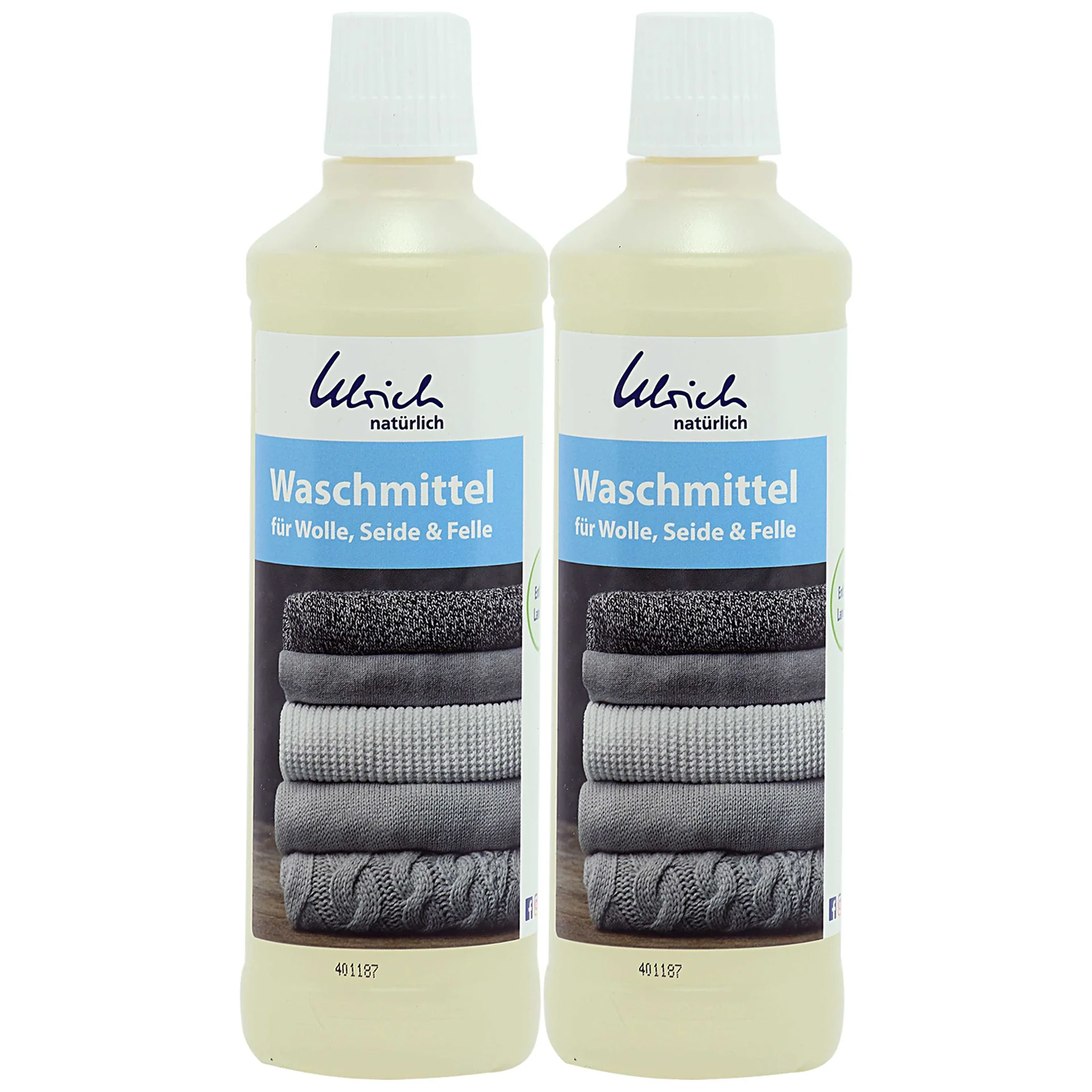 "ULRICH natürlich Waschmittel für Wolle, Seide und Felle 2 x 500 ml flüssig mit Lanolin image"