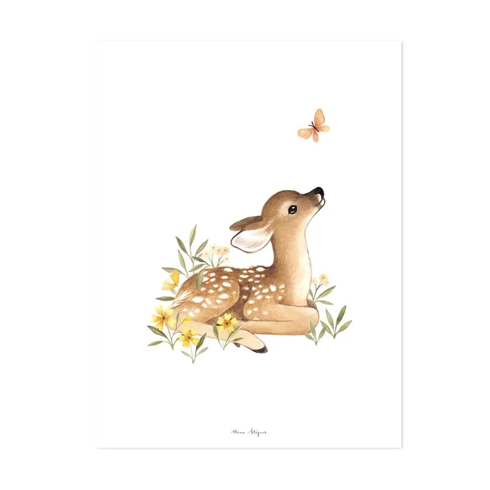 "Lilipinso Poster Rehkitz mit Schmetterling braun image"