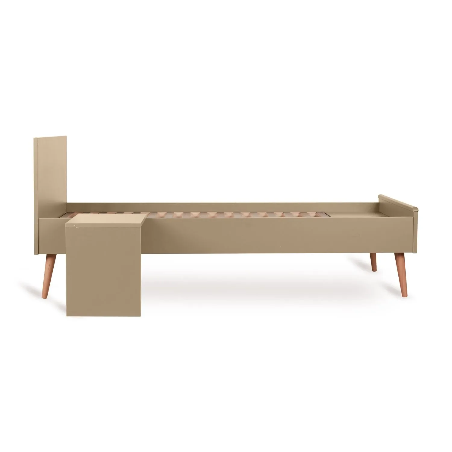 "Quax Cocoon Junior Kit 170x70 cm | Umbauset für Cocoon Babybett zum Juniorbett | Mit Nachttisch & Bettgitter-Option, Farbe: Latte image"