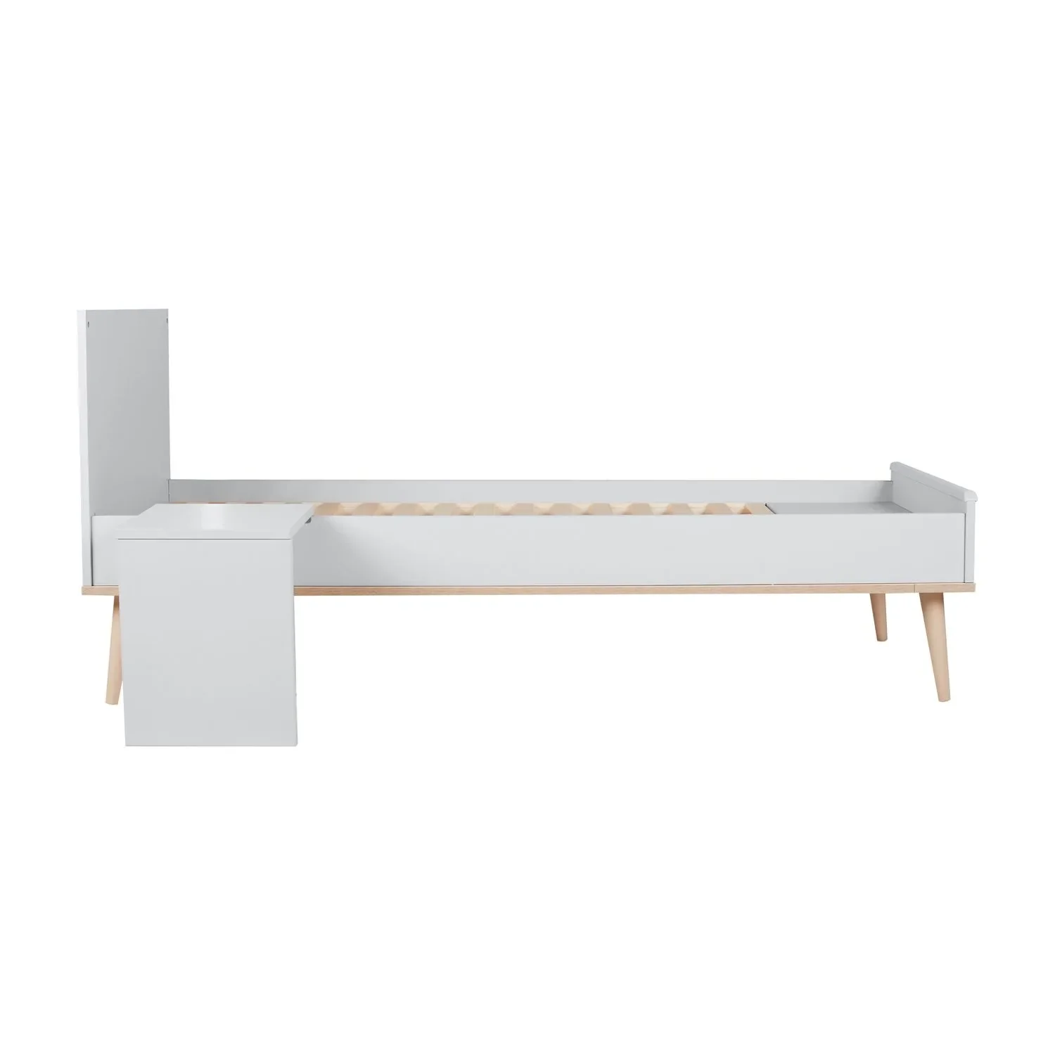 "Quax Flow Junior Kit 170x70 cm | Umbauset für Flow Babybett zum Juniorbett | Mit Nachttisch & Bettgitter-Option, Farbe: weiss image"