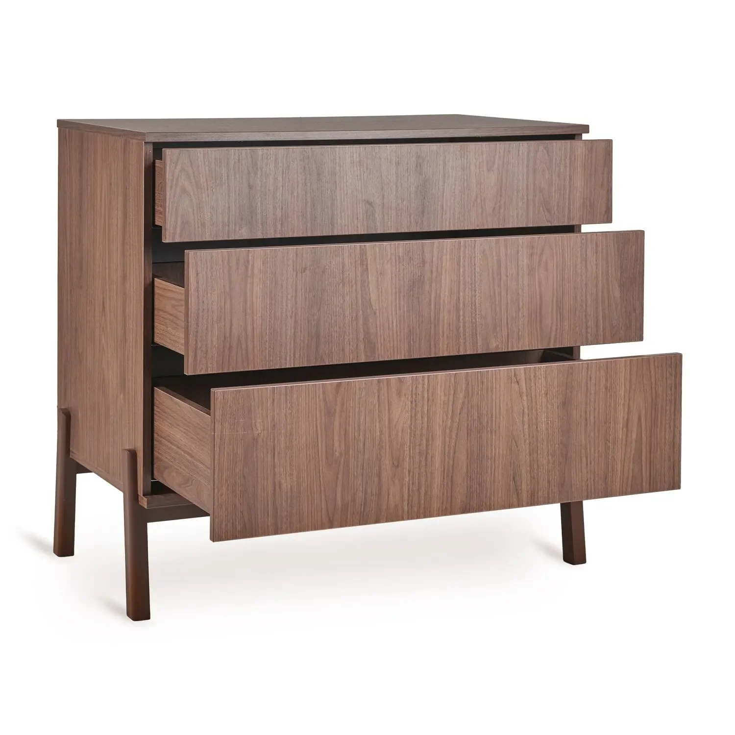 "Quax Ashi Kommode | Wickelkommode mit 3 Schubladen & Push-to-Open-System | Modernes Design für Babyzimmer, Farbe: Kastanie image"