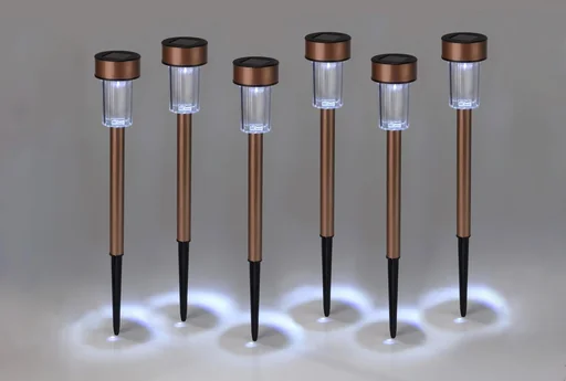 "Solar Leuchten aus Edelstahl in Kupferoptik - 6er Set image"
