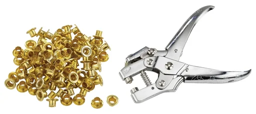 "Profi Ösenzange, mit 100 Ösen goldfarbig image"