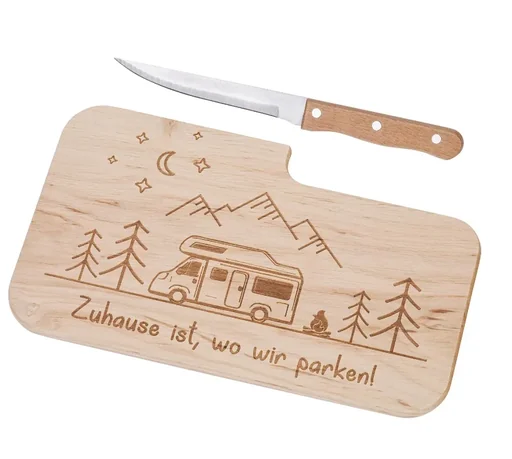 "Schneidebrett "Camping" mit Messer image"