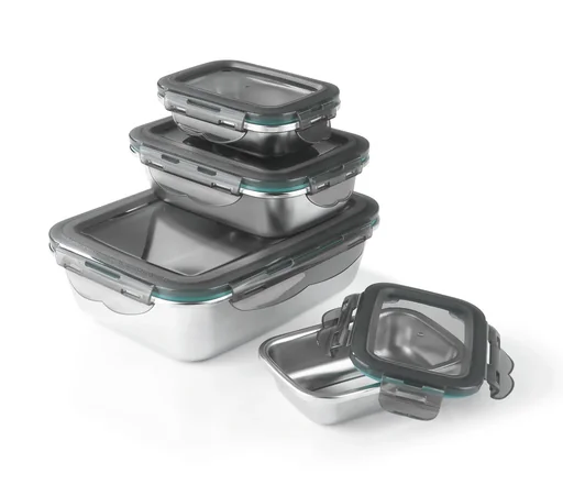 "Edelstahl Frischhaltedosen-Set, 8-teilig - Mikrowellengeeignet! image"