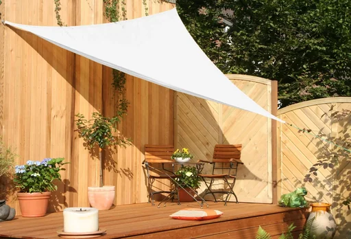 "Dreieck-Sonnensegel HDPE creme weiss 500 x 500 x 500cm image"