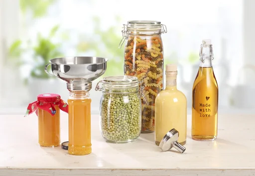 "Edelstahl Universal-Trichter 3in1, 3-teilig - Weithalstrichter, Marmeladentrichter, Flaschentrichter image"