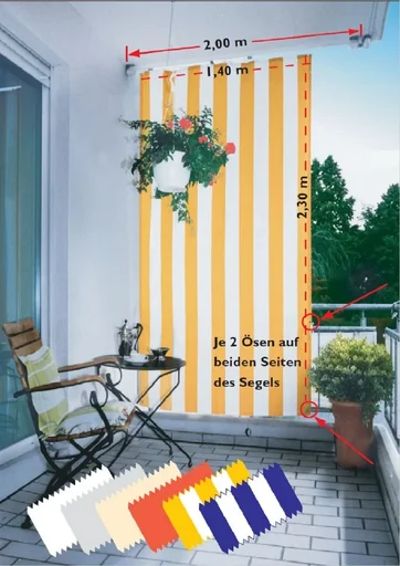 "Senkrecht-Sonnensegel, elfenbein, 230 x 140 cm image"