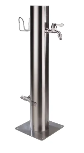 "Wasserzapfsäule, inklusive Schlauchhalter + 2 Auslaufhähne, Edelstahl image"