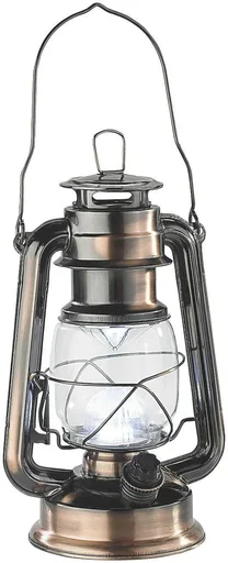 "Sturmlaterne aus bronzefarbenem Metall, mit 14 dimmbaren, warmweißen LEDs image"